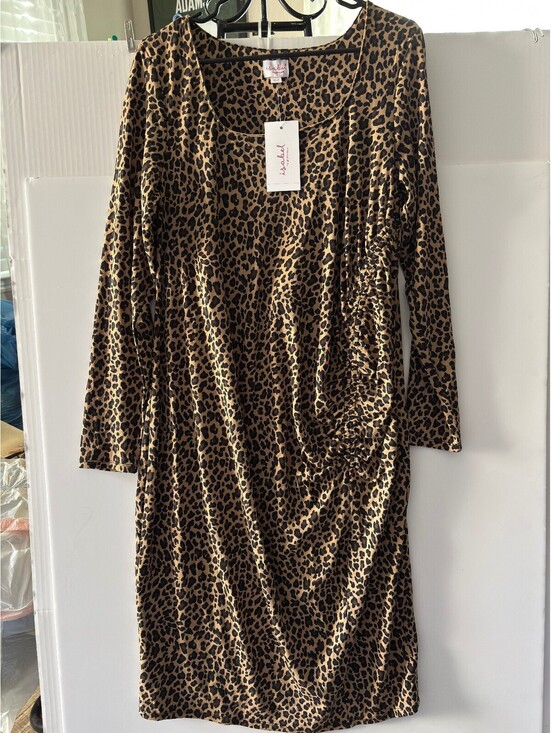 Dresses & Skirts - Isabel Leopard Print Long Sleeve Draped Dress size Large NWT